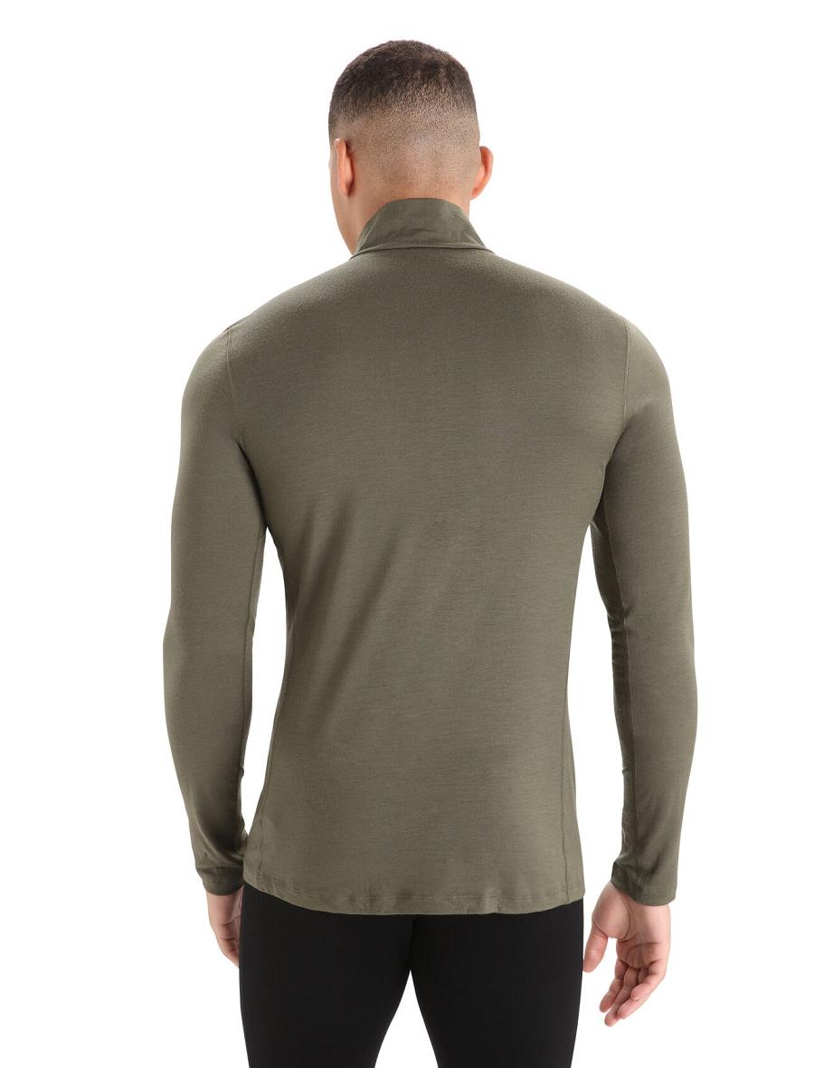 Icebreaker Merino 200 Oasis Long Sleeve Half Zip Thermal Top Férfi Base Layers Olivazöld | HU 1358PJJQ